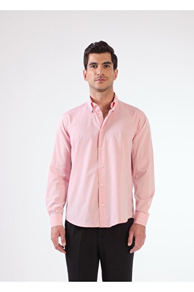 Dufy Erkek Regular Fit Uzun Kol Kırmızı Gömlek