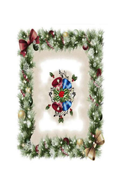 HZR Yılbaşı Desenli Masa Örtüsü Noel Masa Örtüsü 120x160cm