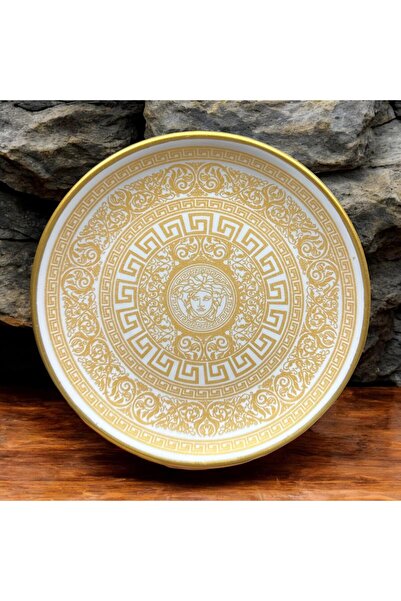 Diamond Porselen Altın Yaldızlı 17 cm Porselen Tatlı Tabağı 6’lı Set – Porsel...