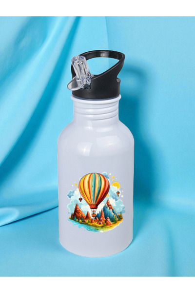 lili hediyelik Flying Balloon Printed Water Bottle 600 ml - Sports Water Bottle, Large Water Bottle, Sports Bottle, Sports Water Bottles