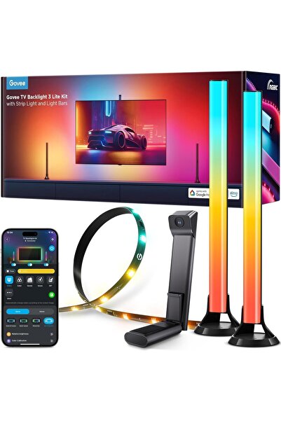 Govee TV Backlight 3 Lite Kit, 11.8ft RGBICW Wi-Fi TV LED Strip Lights for 55-65in TVs with Camera a