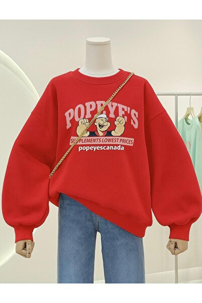 DM DOLCE MORE Hanorac unisex cu 3 fire din bumbac pieptănat cu imprimeu Popeyes