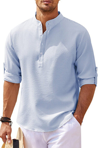 Song Feng Ya Men's Shirt Long Sleeve Stand Collar Open Button Pineapple Check...