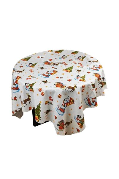 Five Store Tablecloth for 4 People, Christmas Model, 100% Cotton, 150x150cm, Multicolor