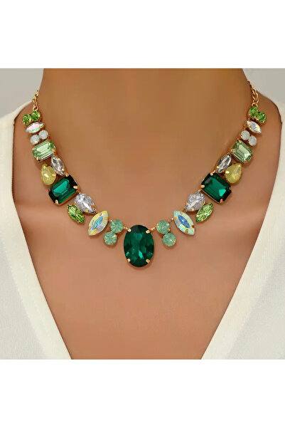 NISHPOINT YEŞİL TAŞLI LÜKS GERDANLIK KOLYE