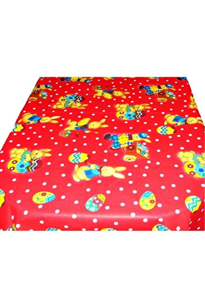 Happy Gifts Fata de masa Paste fond rosu, bumbac, 150x120 cm, model 1