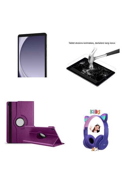 Samsung Galaxy Tab A9 8/128 GB 8.7'' TABLET+MOR IŞIKLI BLUETOOTH KULAKLIK+MOR KILIF+NANO KIRILMAZ CAM