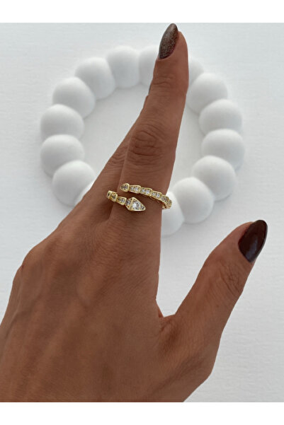 Ervalina خاتم على شكل ثعبان بحجر الزركون