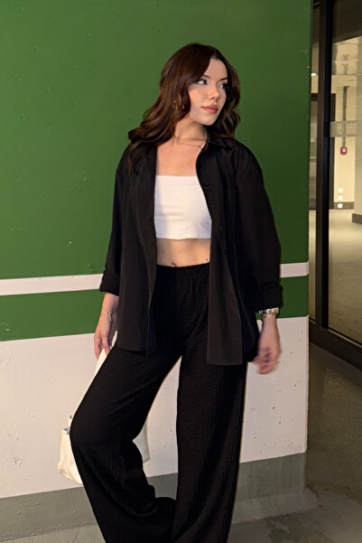 Yefrastore Women's Black Oversize Poplin Shirt