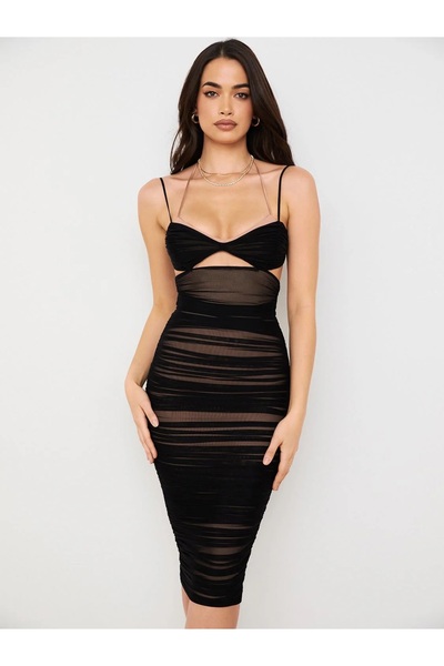 OEM Bodycon dress with corset-type bust and mesh insert on the abdomen
