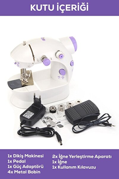 teknotrust Mini Ev Tipi Pedallı Dikiş Makinesi Beyaz, Pratik ve Kullanışlı Dikiş Aracı