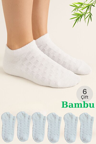 Socketta Women's Bamboo Towel 6-Piece White Stitch-Free Booties Socks – Premium