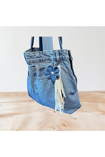 Dema El İşçiliği Charm Detaylı Denim Omuz Çantası