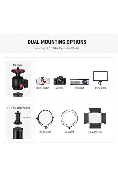 NEEWER Extendable Camera Desk Mount, 17–40" Telescopic C-Clamp Stand with 1/4" Ball Head (Max 3kg)