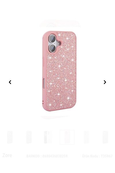 zore Apple iPhone 16 Plus Uyumlu Pembe Taşlı Parlak Şık Telefon Kılıfı