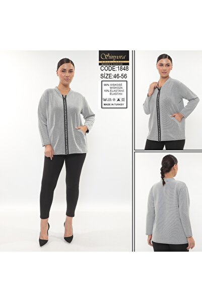 SINYORA Büyük beden fermuarlı hırka