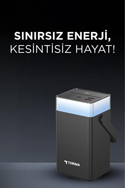Torima TRM-1061 Siyah 60.000 mAh Type-C Lightning 22,5 W Hızlı Şarj RGB Led Işıklı Powerbank