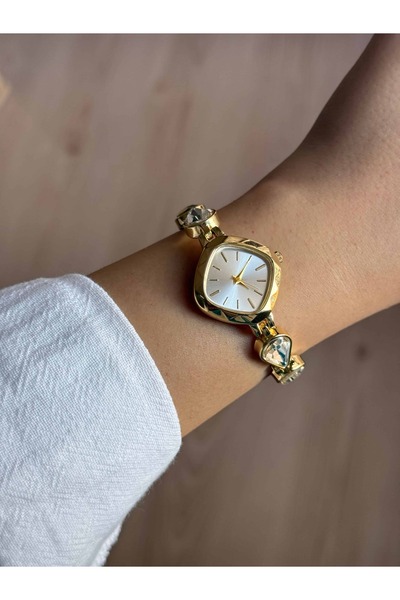 Vola Collection White Drop Stone Cord Gold Color Steel Women's Wristwatch -55
