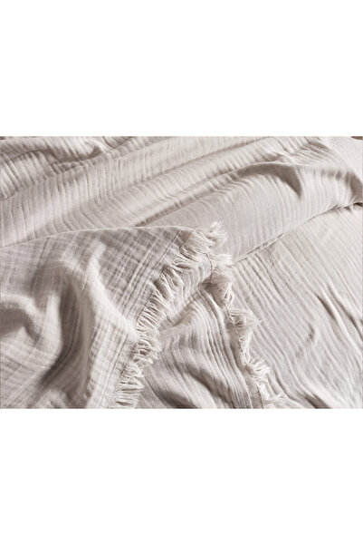 Doqu Home Natura Müslin Çok Amaçlı Örtü Tek Kişilik Açık Gri