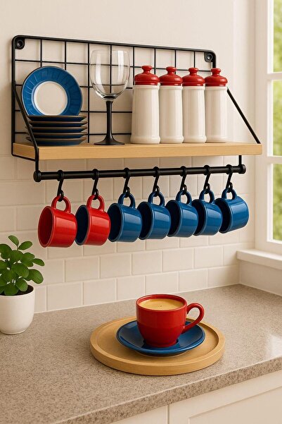 Hayveys Wooden Stand with Wire Hangers and Hooks Kitchen Shelf Kitchen Bathroom Organizer