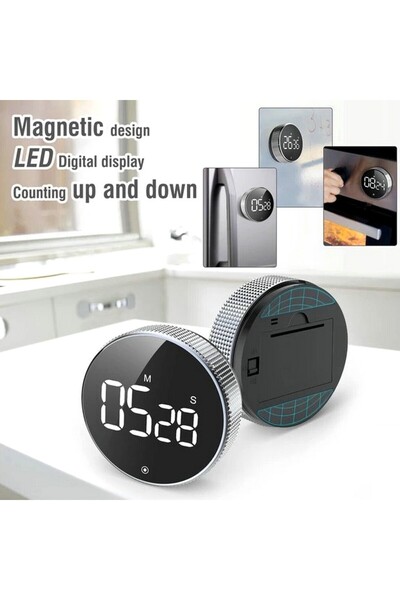 Bogadini Magnetic digital timer with LED – kitchen timer, shower timer, study timer, alarm timer