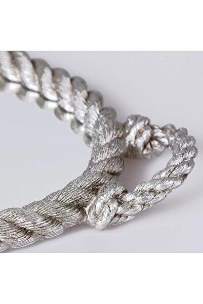 Magic Home Selim Dekor Rope Mirrored Tray Silver