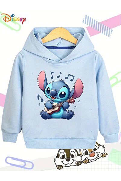 oneagılyazı Kışlık Kapüşonlu Sweatshirt, Çocuk Stitch Müzik Baskılı