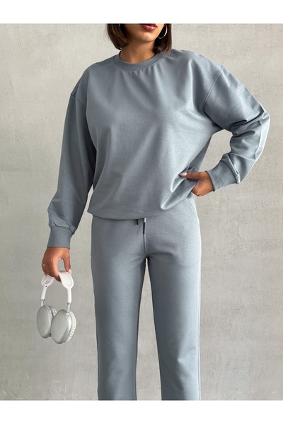 kaphone 10 Kadın 0 Yaka Paça Lastikli Pamuklu Eşofman Takımı