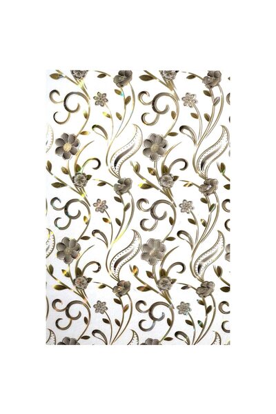 DENISA-DO Transparent Tablecloth with Gold Floral Pattern, Silicone, 100 x 160 cm