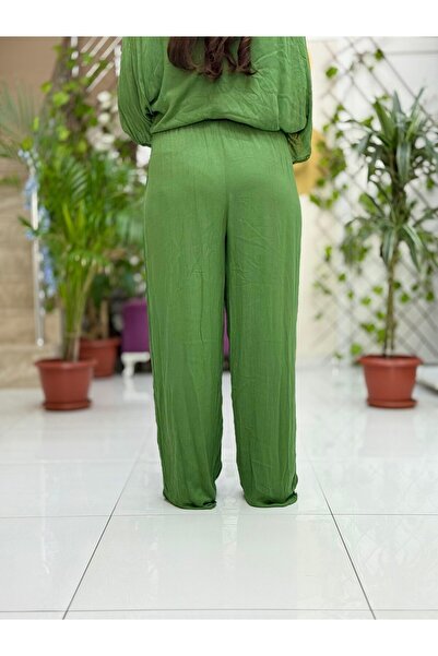 Punta Otantik Vl3015 High Waist Basic Voile Trousers Khaki