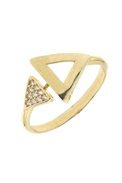 Bijuteria SORELLY 14k Gold Triangle Ring with Zirconia Stones 16
