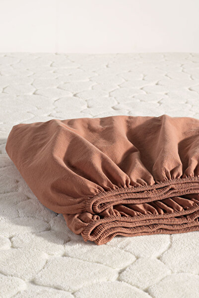Macas Home Mocca Mousse 100% Cotton Washable Single Fitted Sheet 100*200