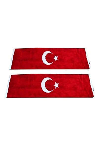 reyoto Plush Turkish Flag Torpedo Carpet Moon Star 150*45 cm 2 Pieces