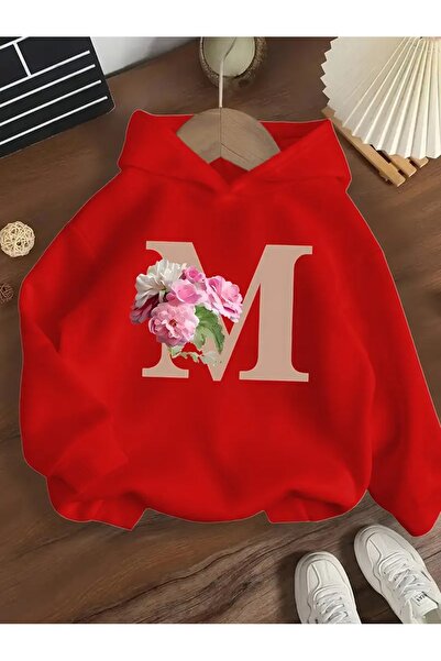 oneagılyazı Iarna cu glugă Swea tricou , Copii Flori Litera M cu imprimeu