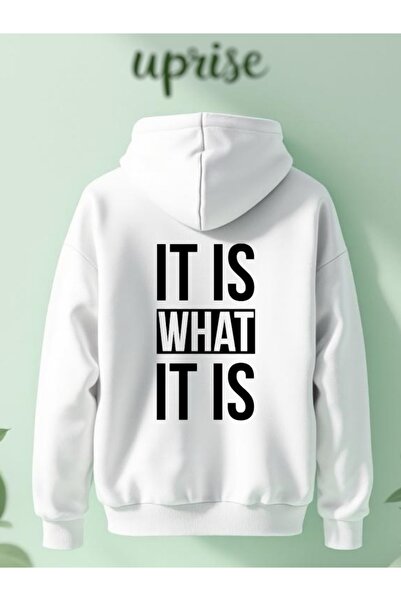 It Is What It Is Baskılı Pamuklu 3 İplik Oversize Sweatshirt