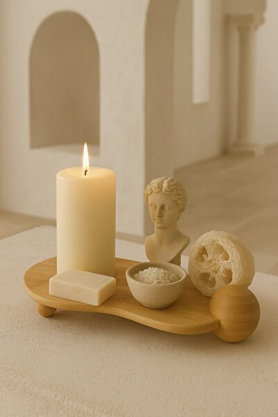 Anadolu Saray Bamboo Oval Presentation Tray 33cm Natural Wooden Serving Board | Decorative Use for Kitchen, Living Room and Bathroom