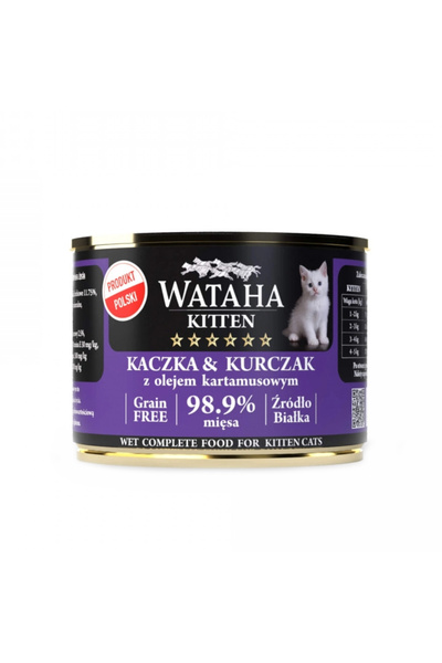 Wataha Conserva HUNT Kitten, 98.9% Carne, Cu Rata Si Pui, 200g