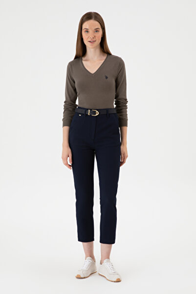 U.S. Polo Assn. Kadın Vizon V Yaka Basic Kazak 50313590-VR052