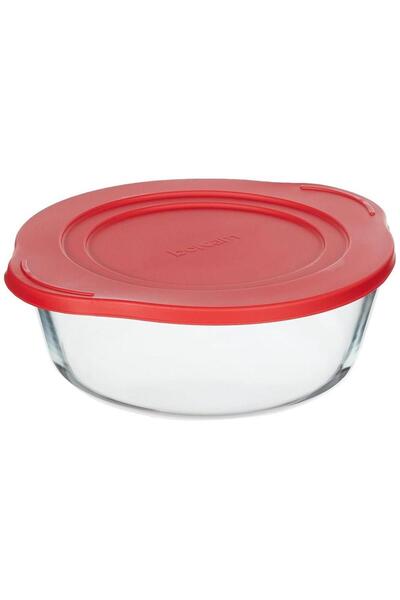 İşte Evim وعاء باشاباهتشي من البوركام دائري مع غطاء أحمر 59001K