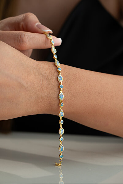 Silvano Jewelry 925 Ayar Gümüş Damla Taşlı Bileklik