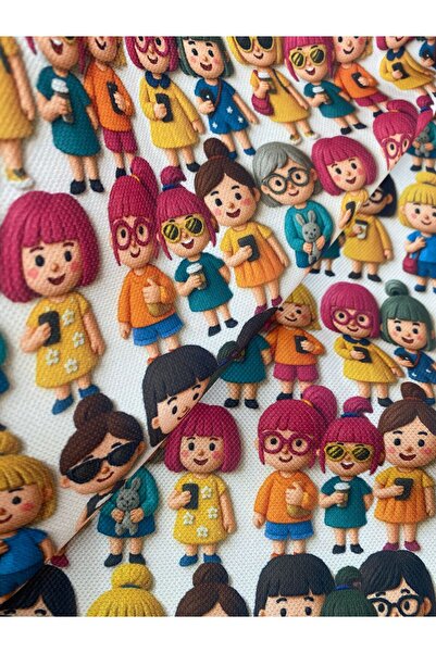 Favor 3D Sevimli Kızlar Desenli Kumaş