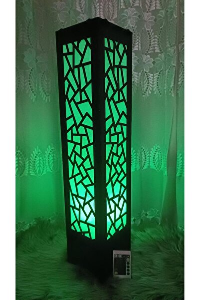 BORNAY Uzakan Kumandalı RGB Renk Değiştiren Dekoraif Mozaik Desenli Ahşap Aba...