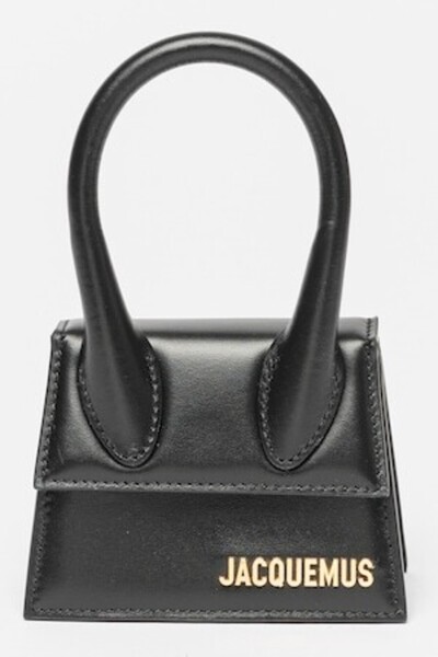 JACQUEMUS Le Chiquito leather handbag with handle and logo, Black