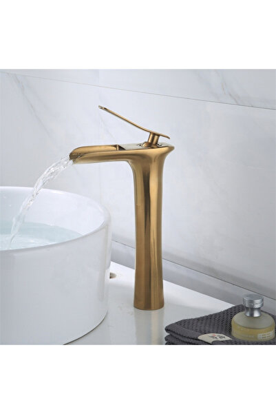 KAVİTİCARET صنبور حوض غسيل فليكو إسكيتيم ذهبي اللون، صنبور حوض غسيل عالي الجو...