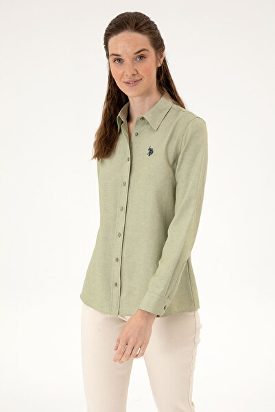 U.S. Polo Assn. Kadın Açık Haki Uzun Kollu Basic Gömlek 50316711-VR183