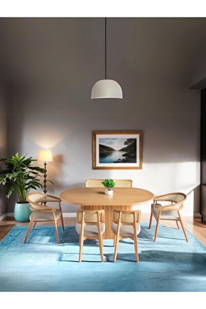 Gazzini Furniture Panama İskandinav Natural Ahşap Masa Sandalye Takımı 80x160