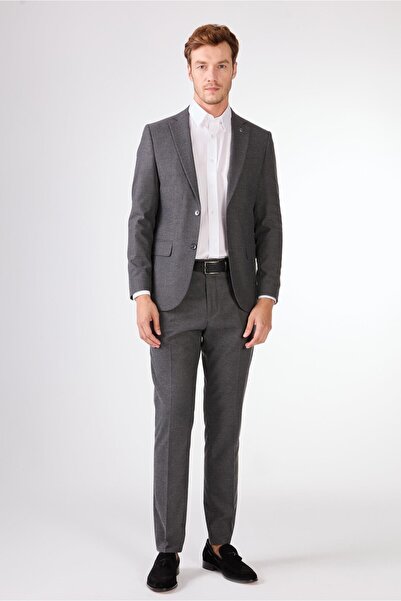 Dufy K.GRİ DÜZ DÜZ TAKIM ELBİSE - SLIM FIT