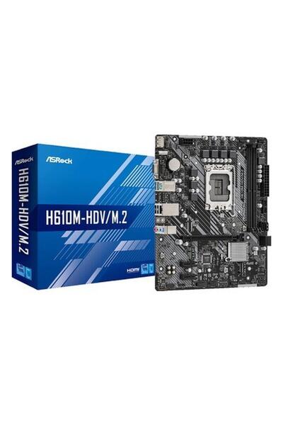 ASROCK H610M Hdv/m.2 Ddr4 Soket 1700 Ddr4 3200MHZ Pcı-E 4.0, M.2, Usb3.2 HDMI DVI Dp Matx Anakart (A