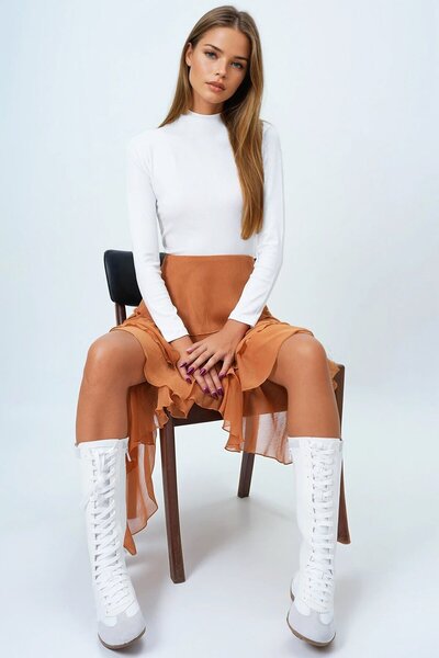 VAGGON Turtleneck Cotton Lycra Basic Blouse