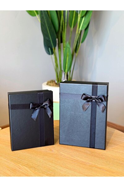 KOLİX Decorative Black Bowknot Large-Medium Size Box Gift Box Set Rigid Box Groom-Dowry Box